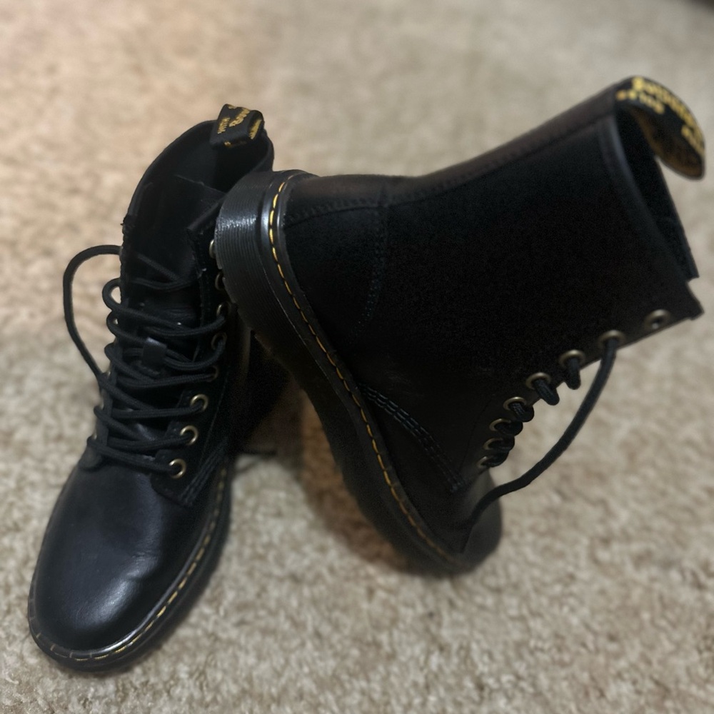 Dr. Martens Black Zavala Leather Lace-Up Boots